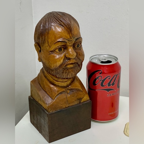 Vintage Hand Carved Wooden Spanish Sancho Panza Don Quixote Bust Statue - Picture 13 of 16